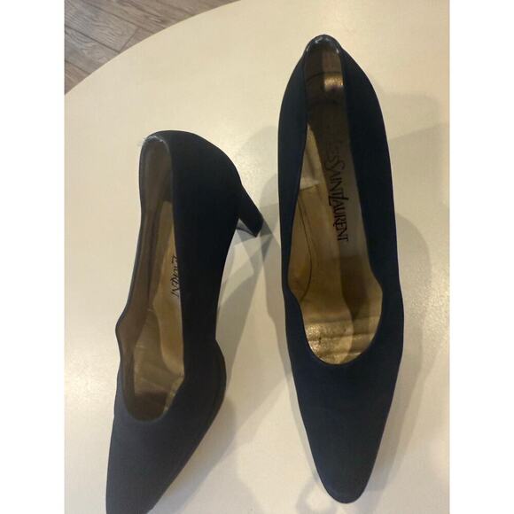 Vintage Yves Saint Laurent Black Platform Heel Pumps Size 8 - Picture 4 of 10